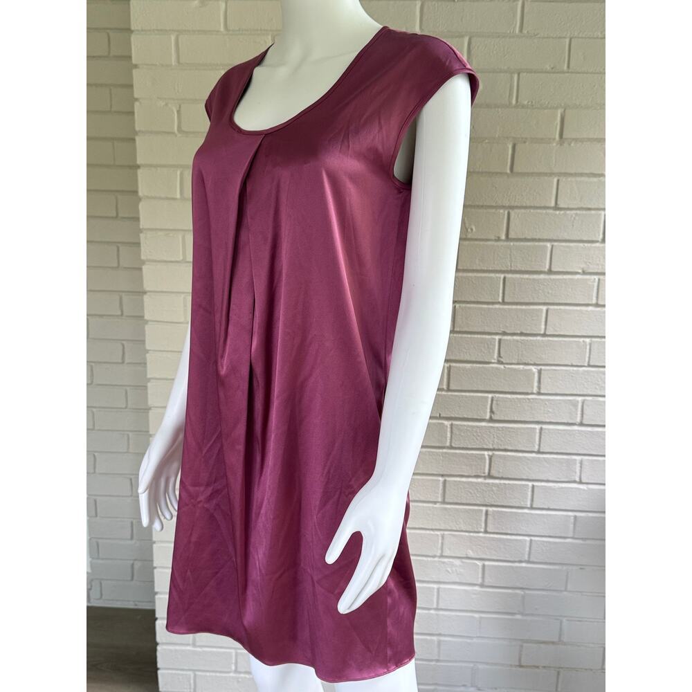 Ann Taylor 94% Silk Berry Shift Dress Small Minimalist Cap Sleeve - Picture 3 of 15